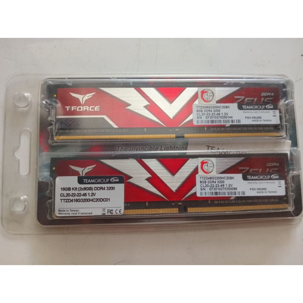 MEMORY T-FORCE ZEUS DDR4 16 GB ( 2X8GB )