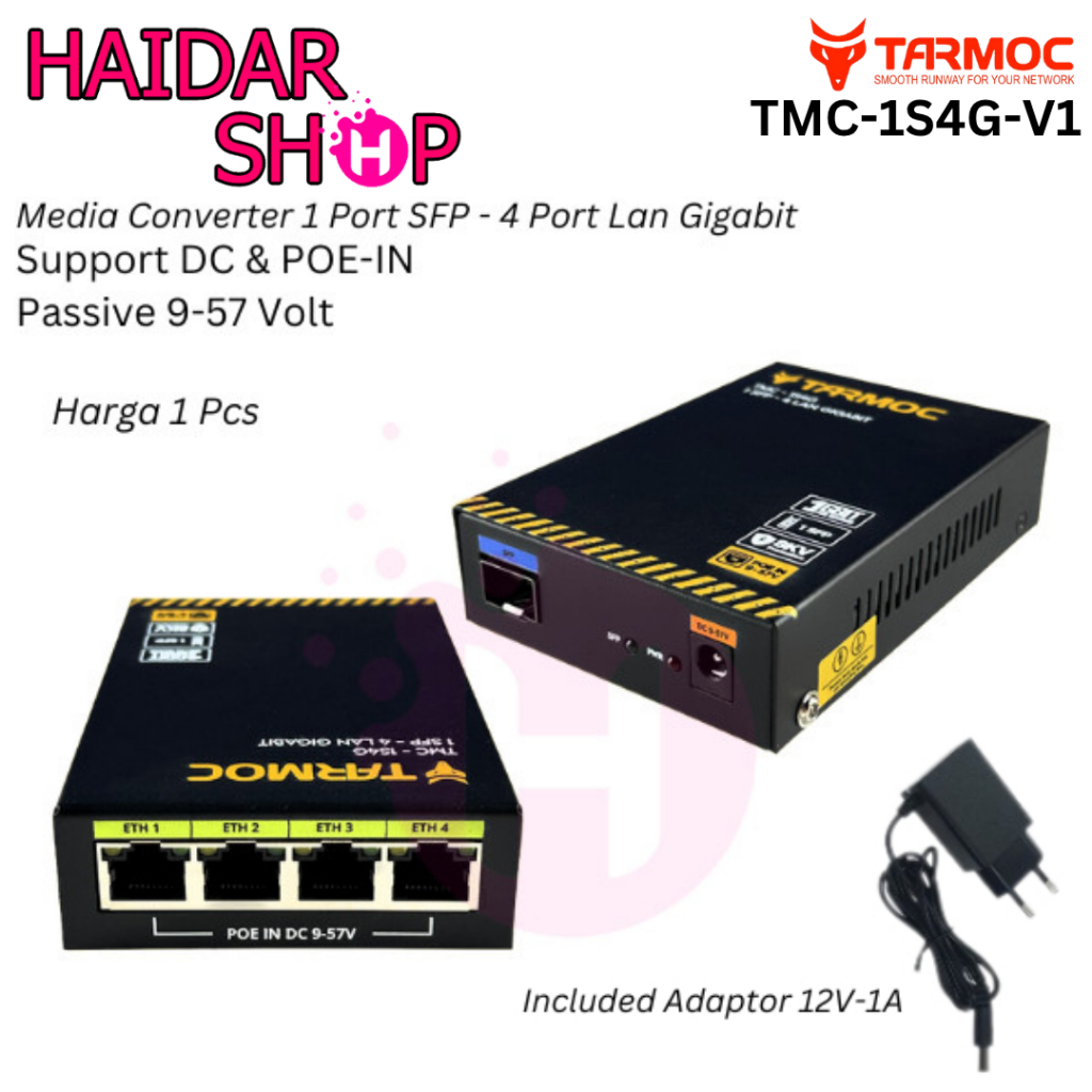 Tarmoc Media Converter FO 1 SFP 4 LAN Gigabit|1SFP 4LAN FO Switch