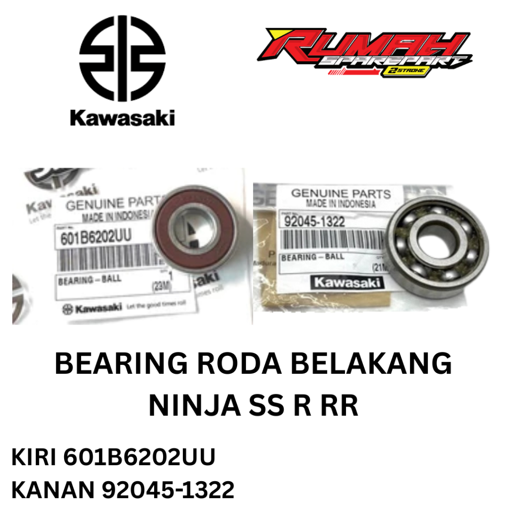 BEARING LAHER RODA DEPAN BELAKANG NINJA SS R RR NEW OLD ORIGINAL KAWASAKI 601B6302UU/92045-1322