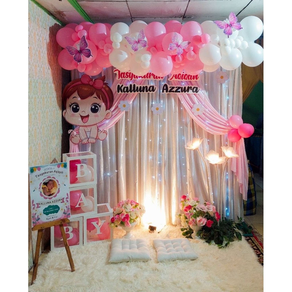 backdrop dekorasi aqiqah, dll