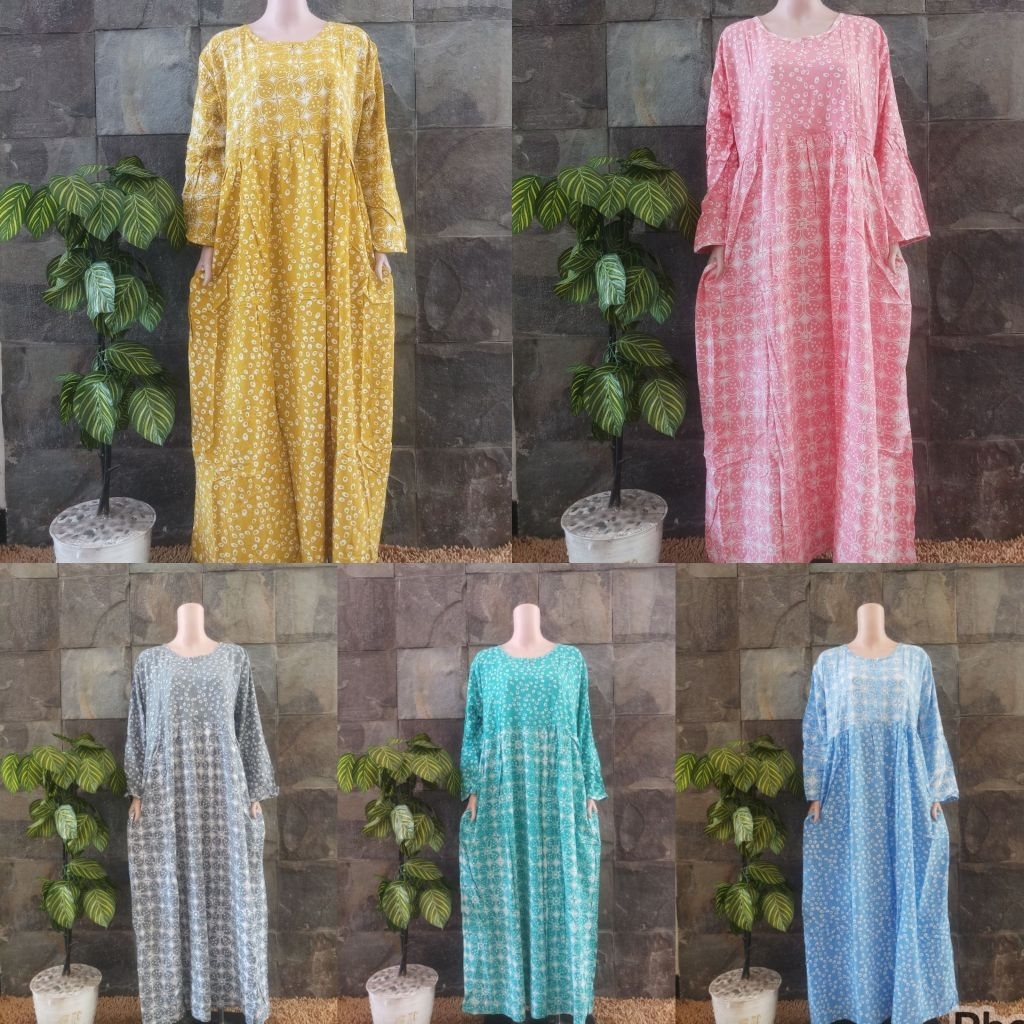 {Ld 126 CM} Daster Huza Batik Pekalongan ll Longdres Wiru Oval Resl Jumbo