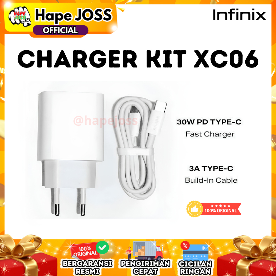 Infinix Charger Kit XC06 30W Fast Charging Adaptor with 3A Type-C to C Cable Original