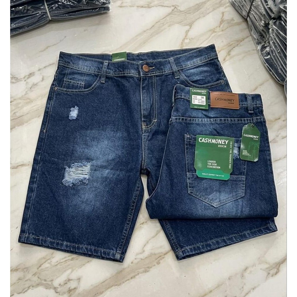 Celana jeans pendek pria jumbo denim 33-38