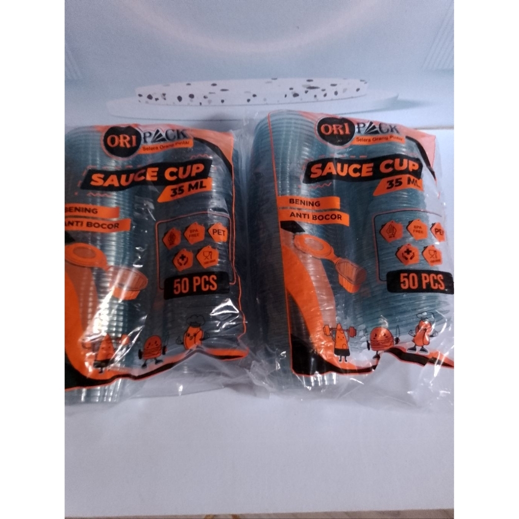 Cup Slime / Sauce Cup 35ml Transparan Isi 50pcs Tutup Menyatu Anti Bocor