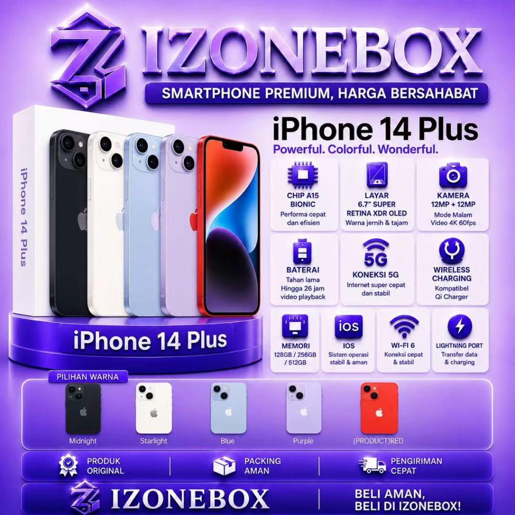 IP 14 PLUS Second inter 128GB/256GB Original Bergaransi