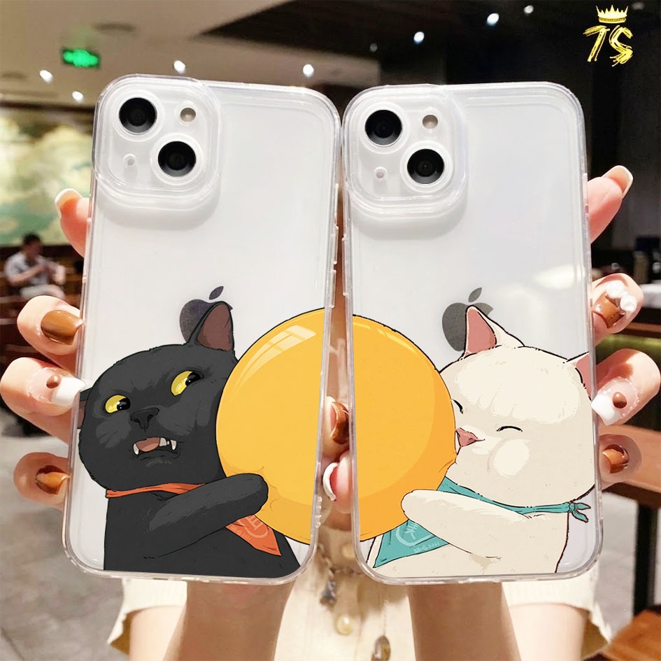 SOFTCASE CLEAR CASE BENING MOTIF CAT COUPLE PRO CAMERA KOMPATIBLE UNTUK OPPO A15 A16 A16E A17 A17K A