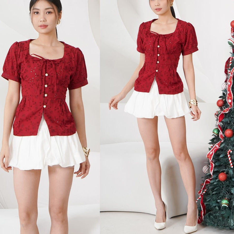 Aleya Peplum Top Katun Bolong