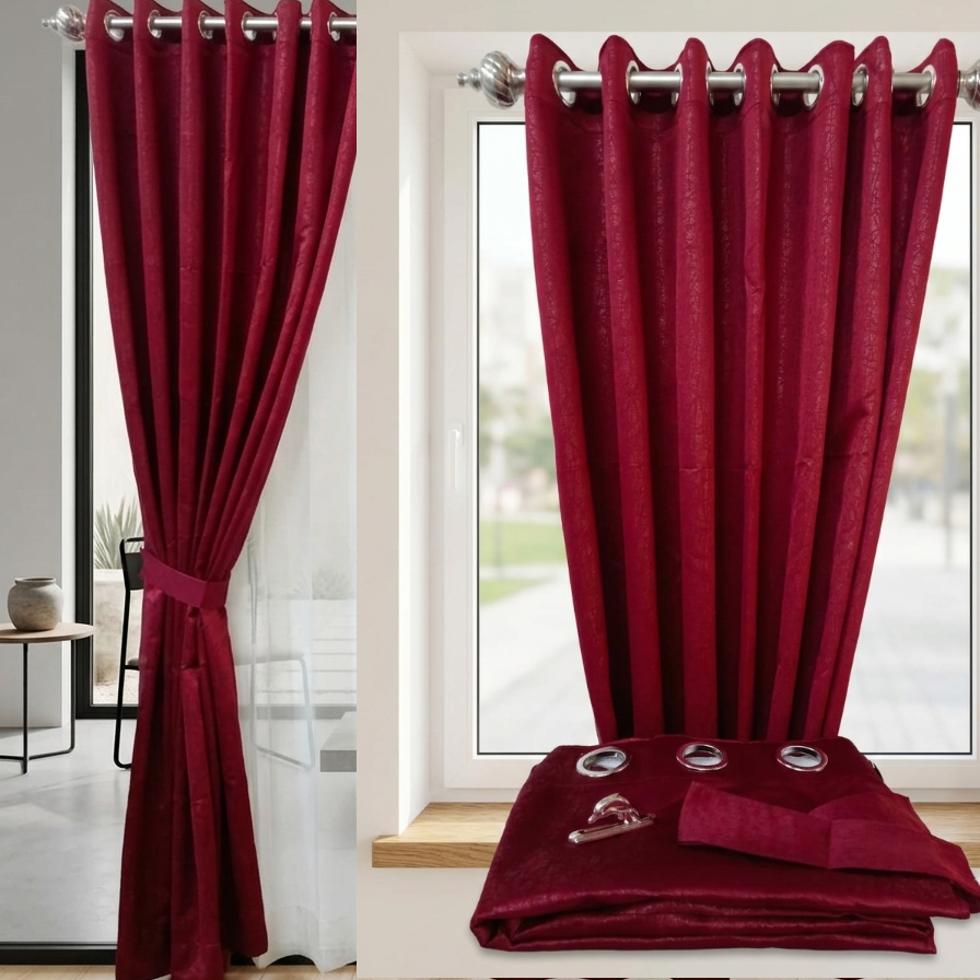 Gorden Jendela Aesthetic Premium Polos Embos Merah Maroon Model Smokring