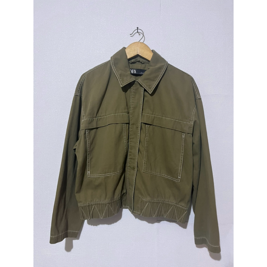 Zara jacket contrast topstitching SECOND