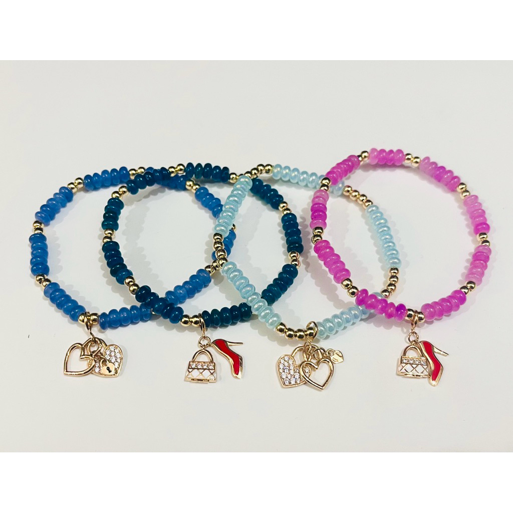 GELANG BATU WARNA CHARM EMAS KADAR 8K UBS DIAMETER +- 4.5 CM