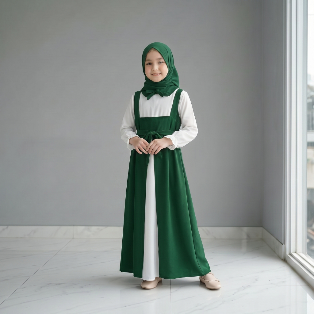 BAJU GAMIS ANAK SELENA KIDS GAMIS DAN HIJAB 4-11 TAHUN BAHAN CRINKLE AIRFLOW PREMIUM MODEL TERBARU