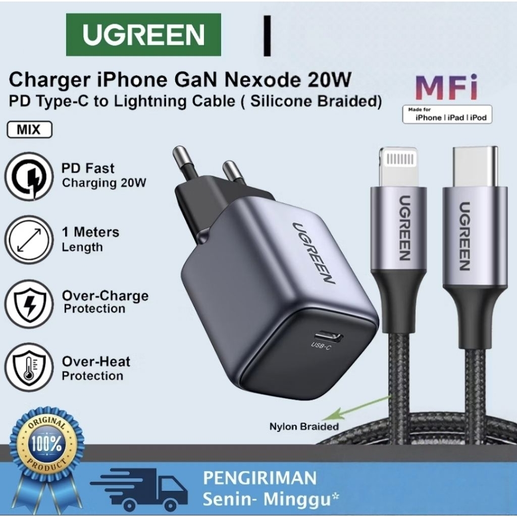 ‎(PRELOVED) UGREEN Charger MFI iPhone 11 12 13 14 PD Type C to Lightning Fast Charging 20w‎ (prelove