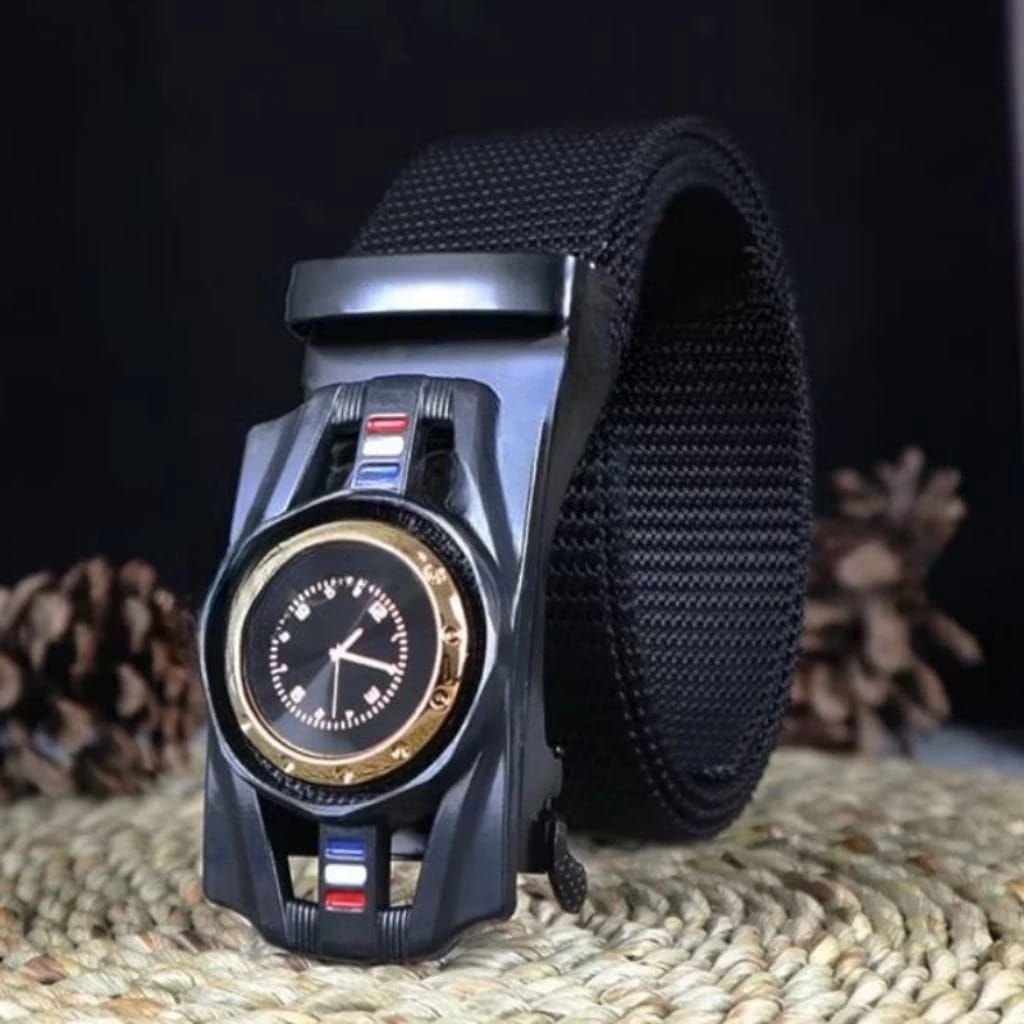 Gesper Pria Otomatis Nylon Jam Anti Geser Kuat | Sabuk Tactical Casual Kepala Futuristic Watch