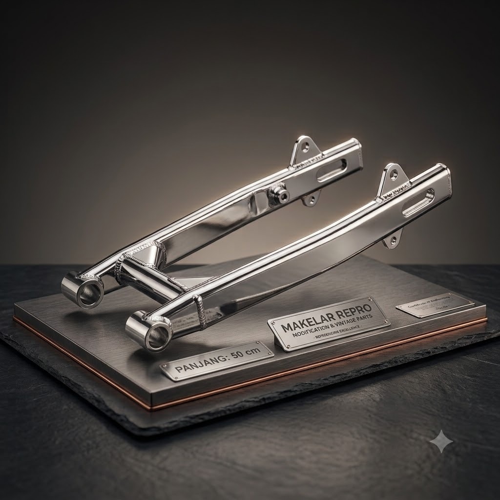 Swing Arm W175 Custom Chrome Fullset Setelan Rantai Sapit Urang Krum PNP GL Megapro
