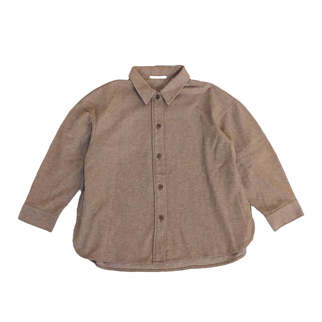 Uniqlo Brushed Jersey Shirt Jacket Brown