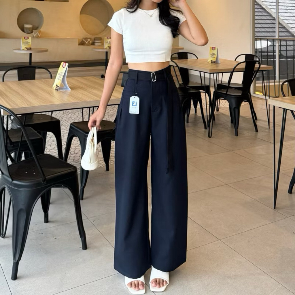 [PRELOVED] Obi Pants - Celana Highwaist Trousers Loose Pants - Celana Kulot Kantor Formal Anti Kusut