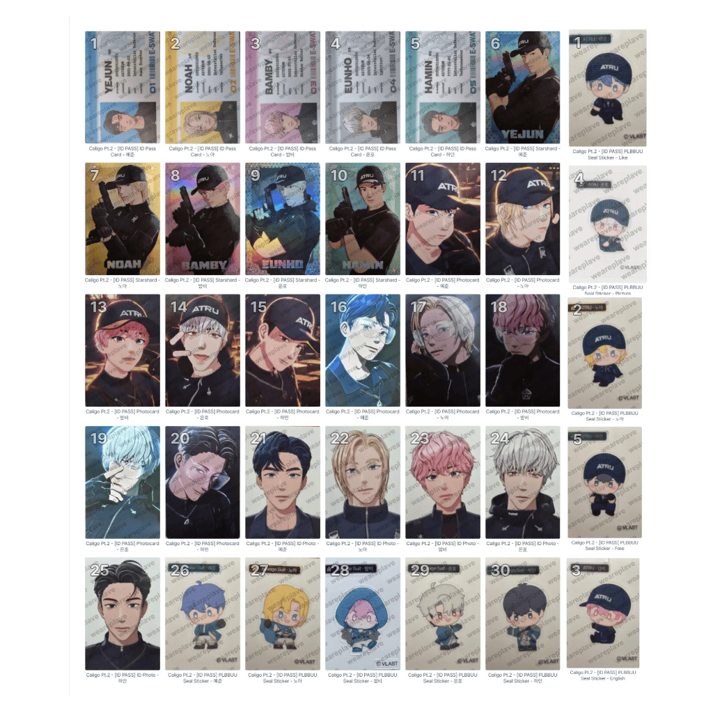 [READY] PC PLAVE ID PASS YEJUN NOAH BAMBY EUNHO HAMIN CALIGO PT 2 ID PASS CARD STARSHARD ID PHOTO PL