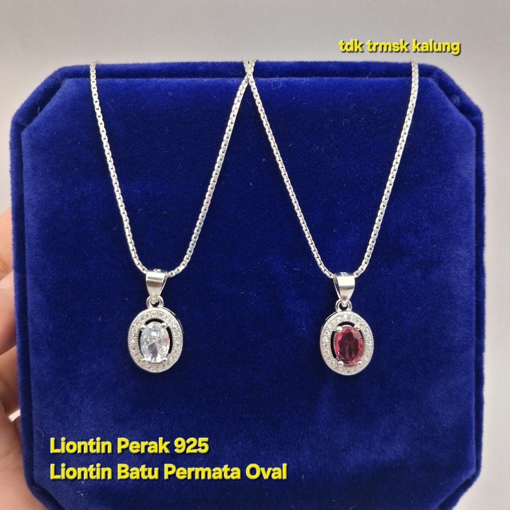 Liontin Perak 925 Liontin Batu Permata Oval