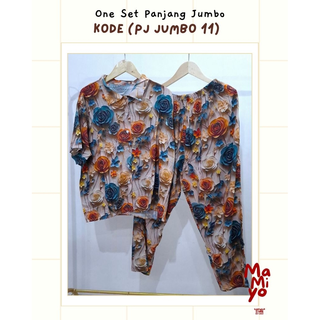 One Set Panjang Jumbo | Setelan Jumbo | Setelan Panjang Jumbo | Piyama Jumbo | One Set Rayon Premium