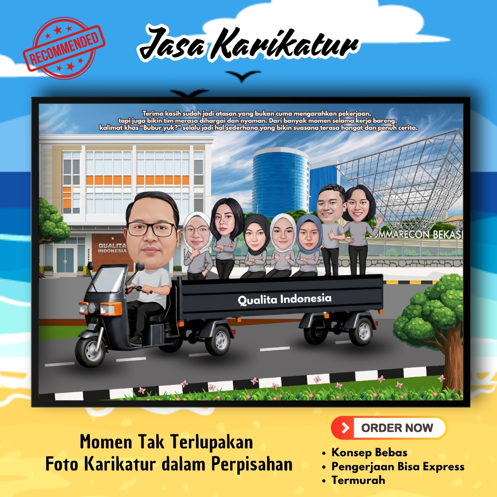 Jasa Edit Karikatur Digital ( Soft File ) | Edit Foto Karikatur Untuk Perpisahan Teman Kerja | Karik