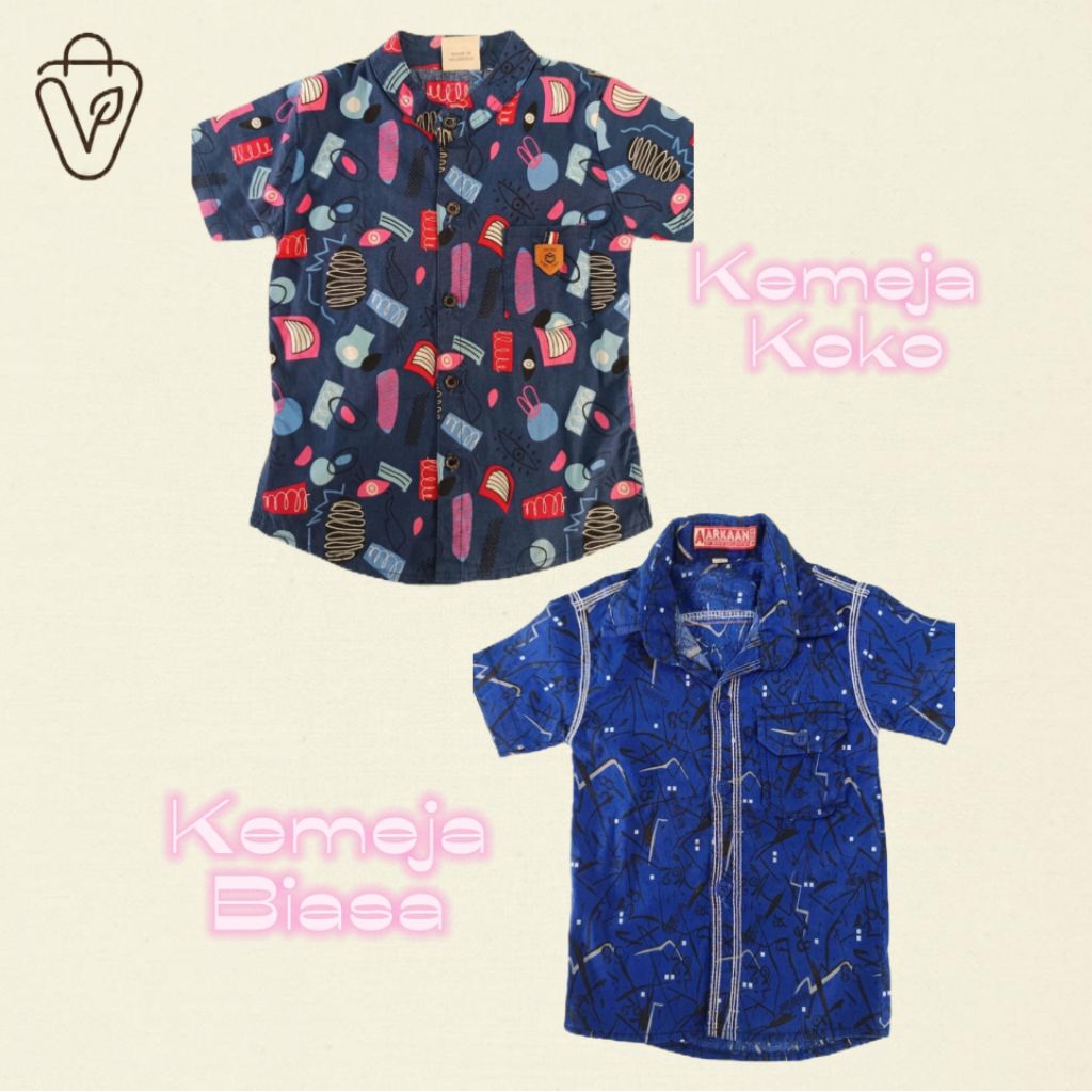 Kemeja Anak Kerah Lipat Baju Koko Motif Preloved