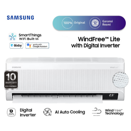 Samsung AC Wall Mounted Split Inverter Digital WindFree 1 1/2 PK - AR13BYFANWKNSE