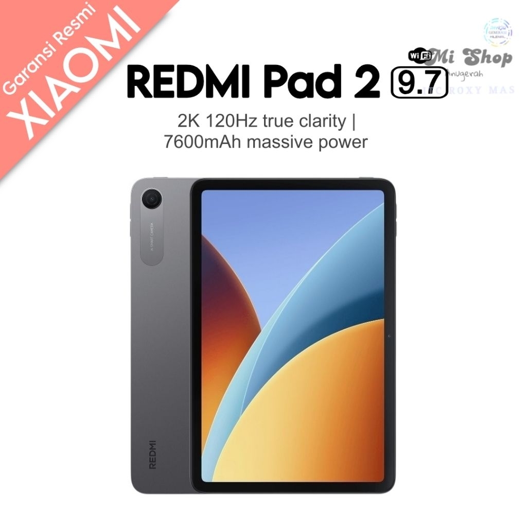 Redmi Pad 2 9.7" inci (4/64) 2K 120Hz true clarity | 7600mAh massive power - Garansi Resmi
