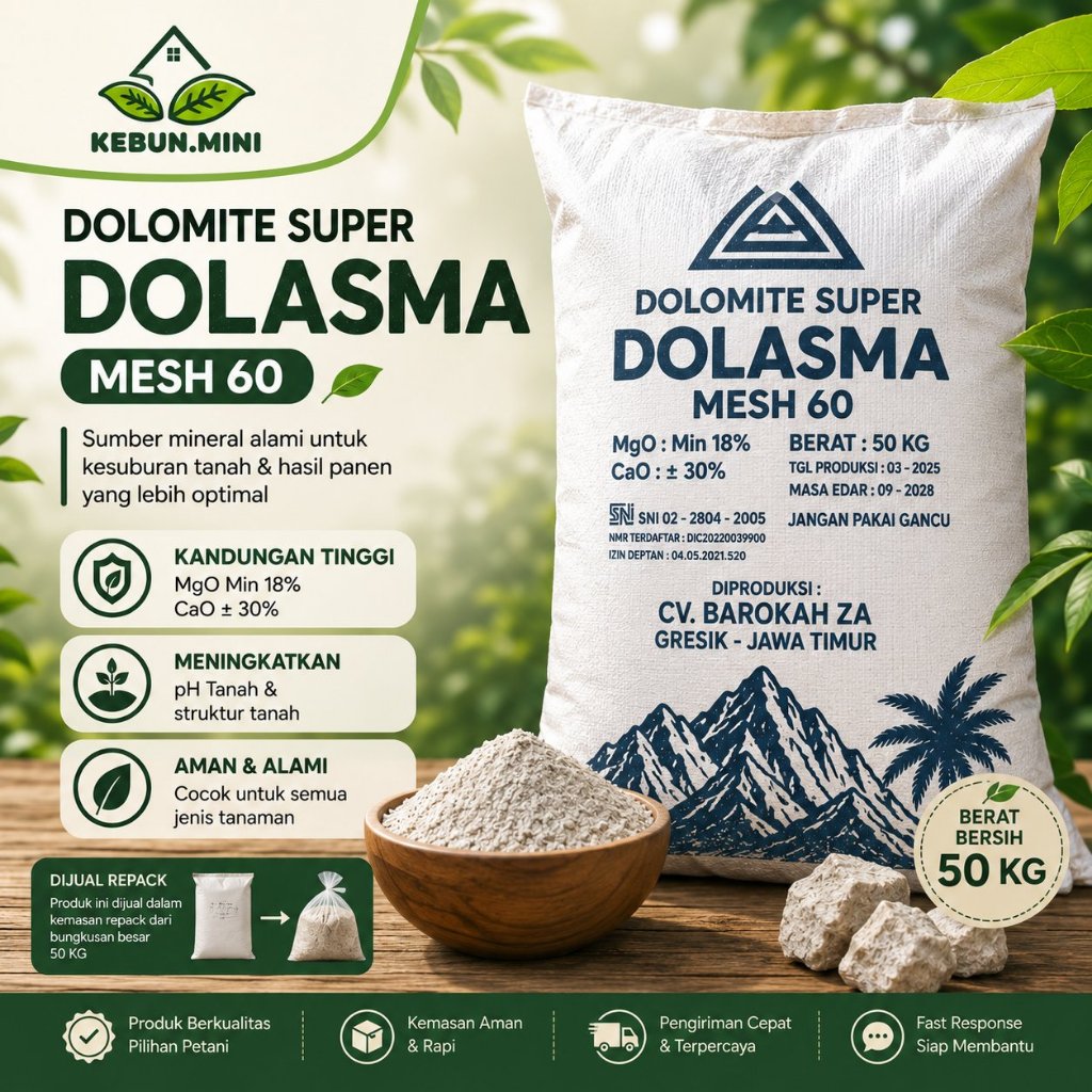 KAPUR PERTANIAN DOLOMITE MESH 60 ORIGINAL 1kg REPACK