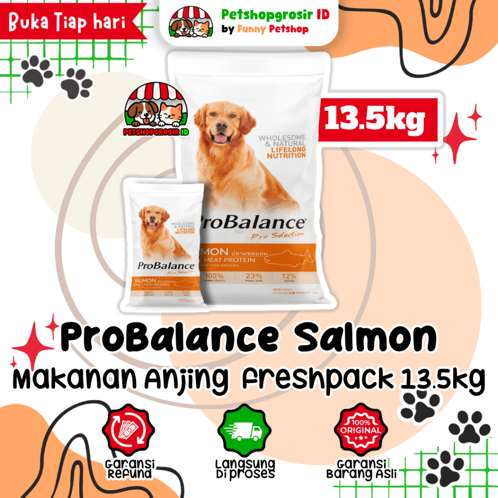 Probalance Dog Salmon 13.5kg - Makanan Anjing Kering Rasa Ikan Salmon