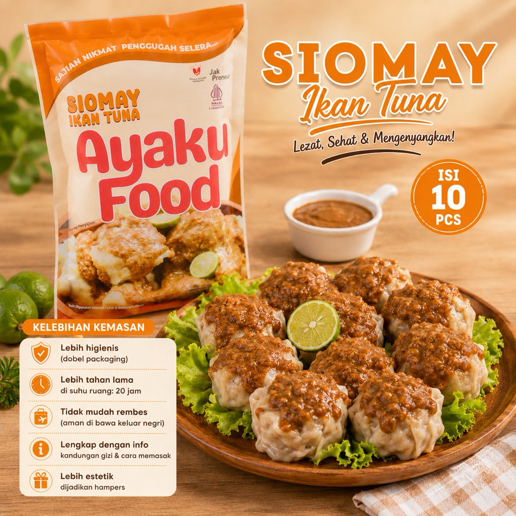 Siomay Ikan Tuna Ayaku Food Double Packaging Isi 10 PCS | Frozen Food Premium | Tanpa Pengawet
