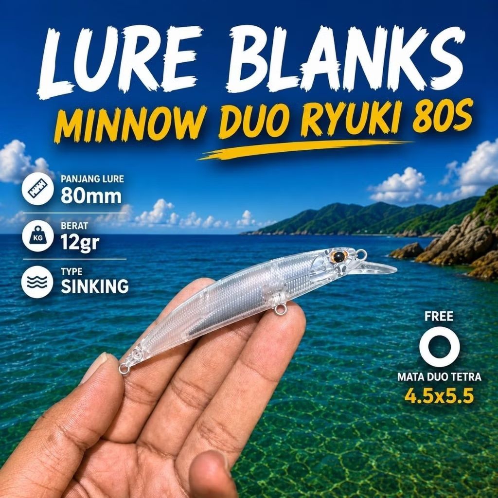 LURE BLANK MINNOW DUO RYUKI 80S 80MM-12GR SINKING [LB12]