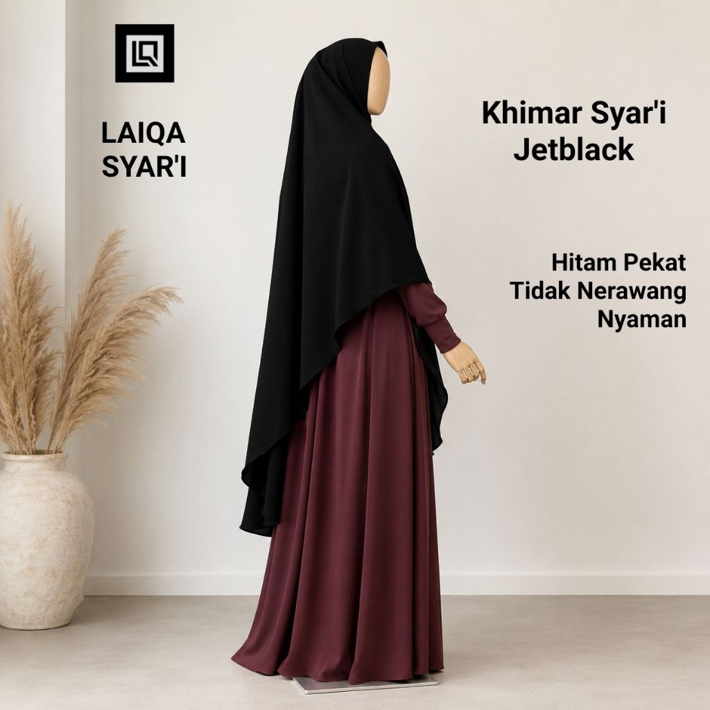 Khimar Jetblack Syar'i Khimar Jumbo Hitam Pekat
