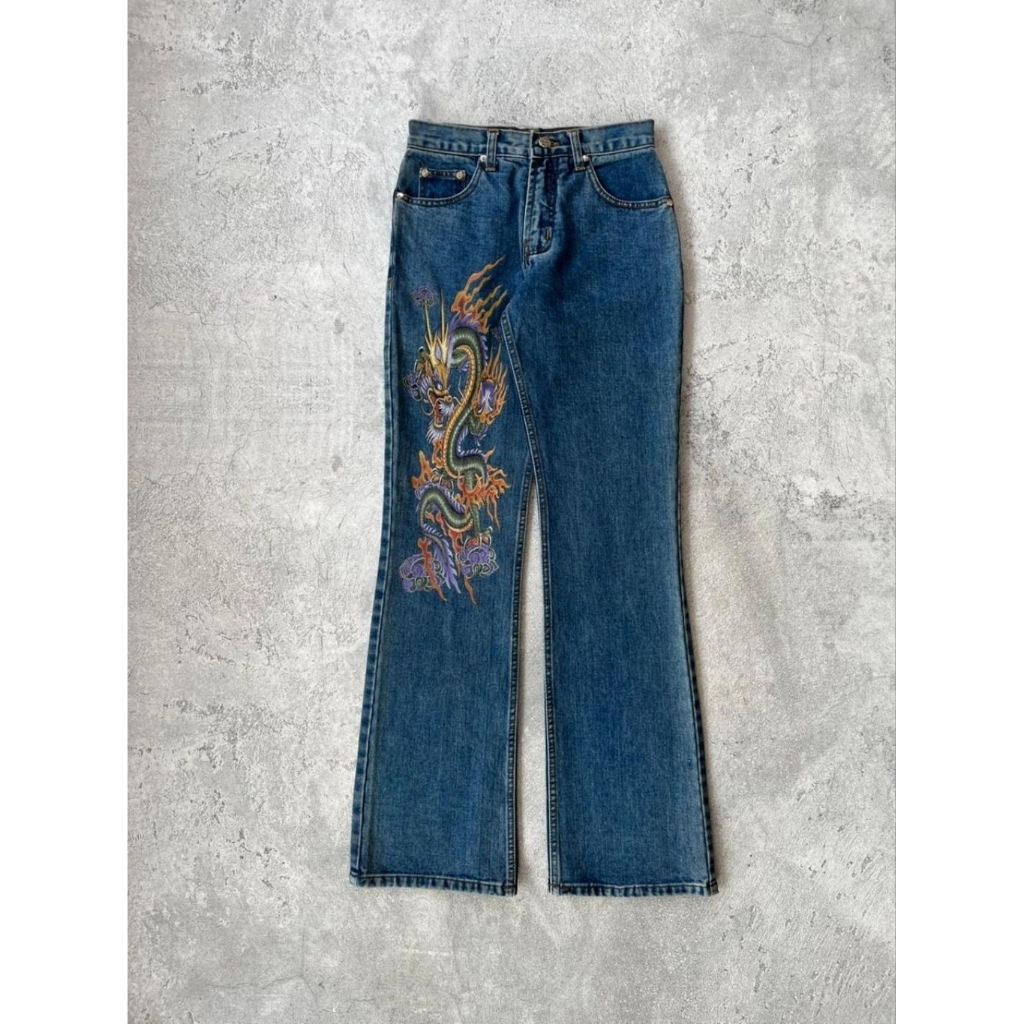 y2k in look dragon bootcut jeans