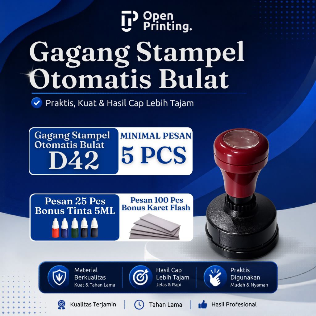 Gagang Stempel Flash Otomatis Bulat D42 Grosir