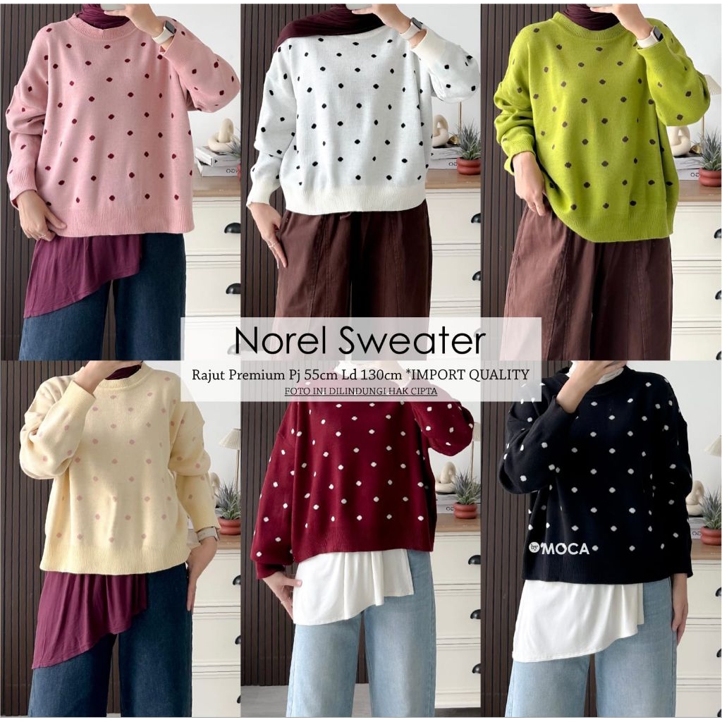 Norel Sweater Blouse Oversize Atasan Jumbo Allsize Premium Knit Uniqlo Original Moca