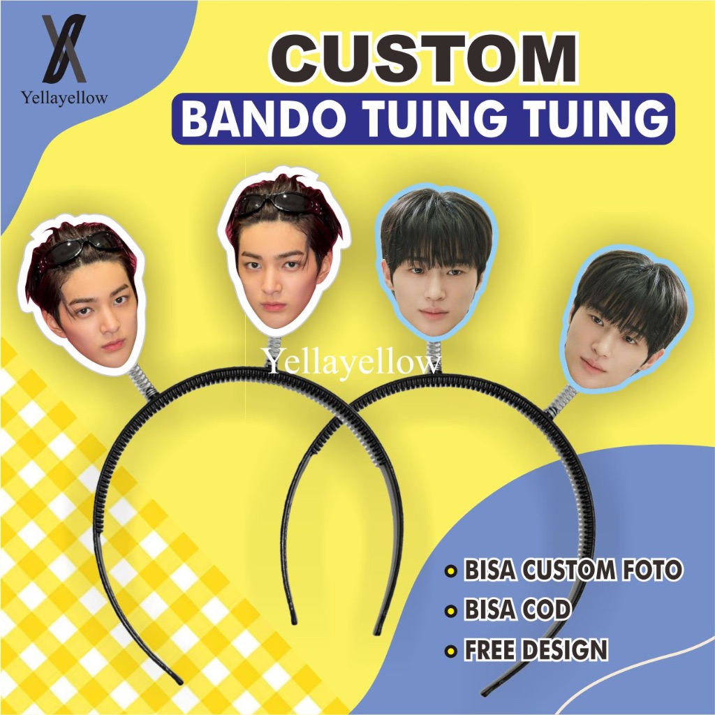 Bando tuing tuing custom , custom foto, tulisan, bando konser kpop korea
