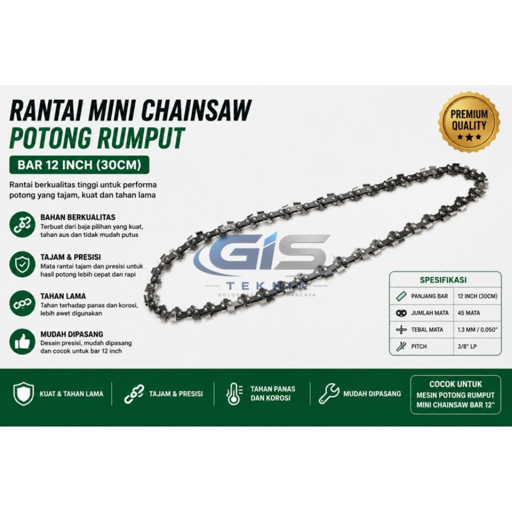 Rantai Mini Chainsaw Potong Rumput Bar 12inch