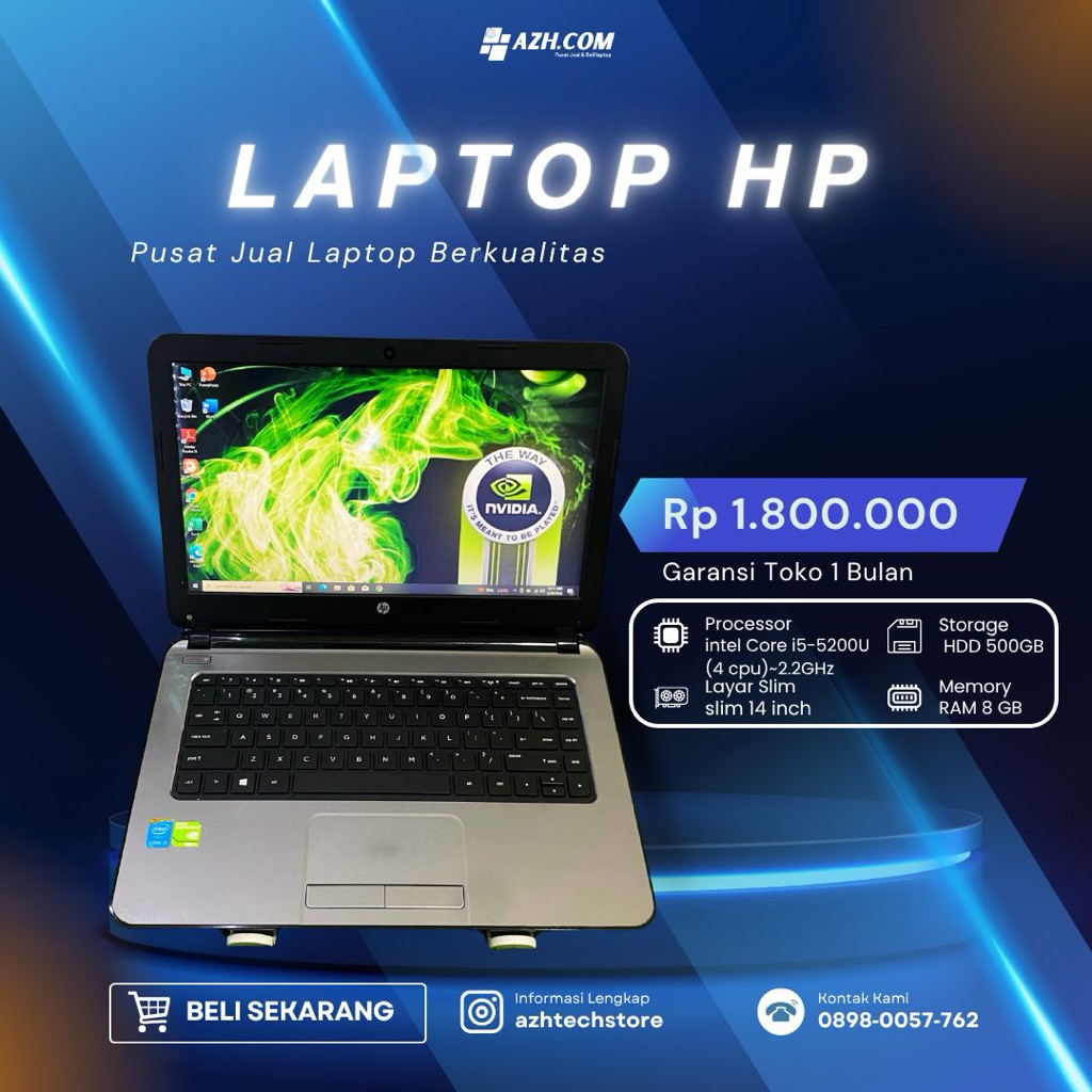 Laptop HP Core i5 Double VGA Nvidia Ram 8 GB Laptop Normal Siap Pakai
