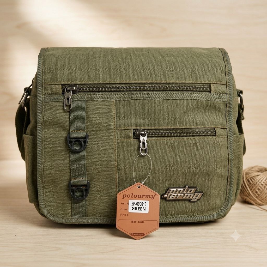 Tas selempang kanfas polo army impor