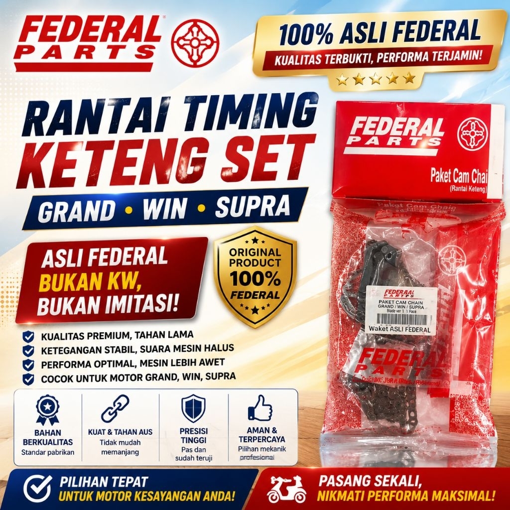 FEDERAL(ORIGINAL) RANTAI KETENG TEMING SET ORIGINAL GRAND, SUPRA, WIN