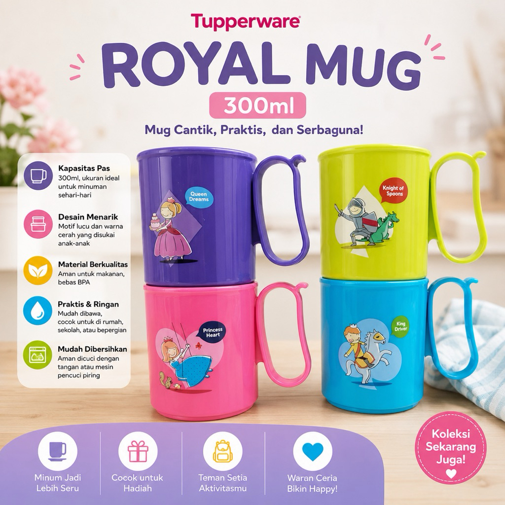 Tupperware micro mug 300ml / family mug / royal mug set isi 4pcs