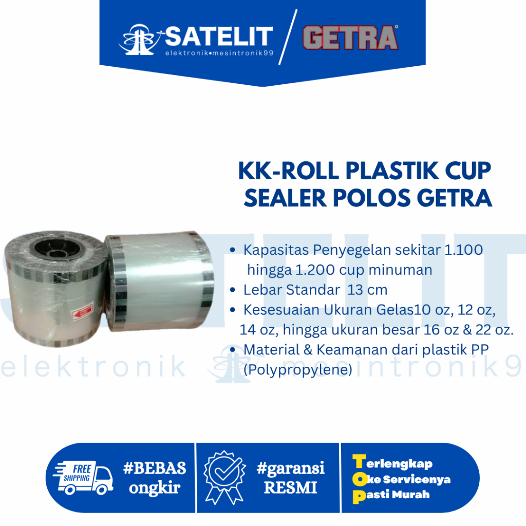 KK-ROLL PLASTIK CUP SEALER POLOS GETRA -- Lid Cup Sealer GETRA Polos Transparan Tebal Food Grade Pla