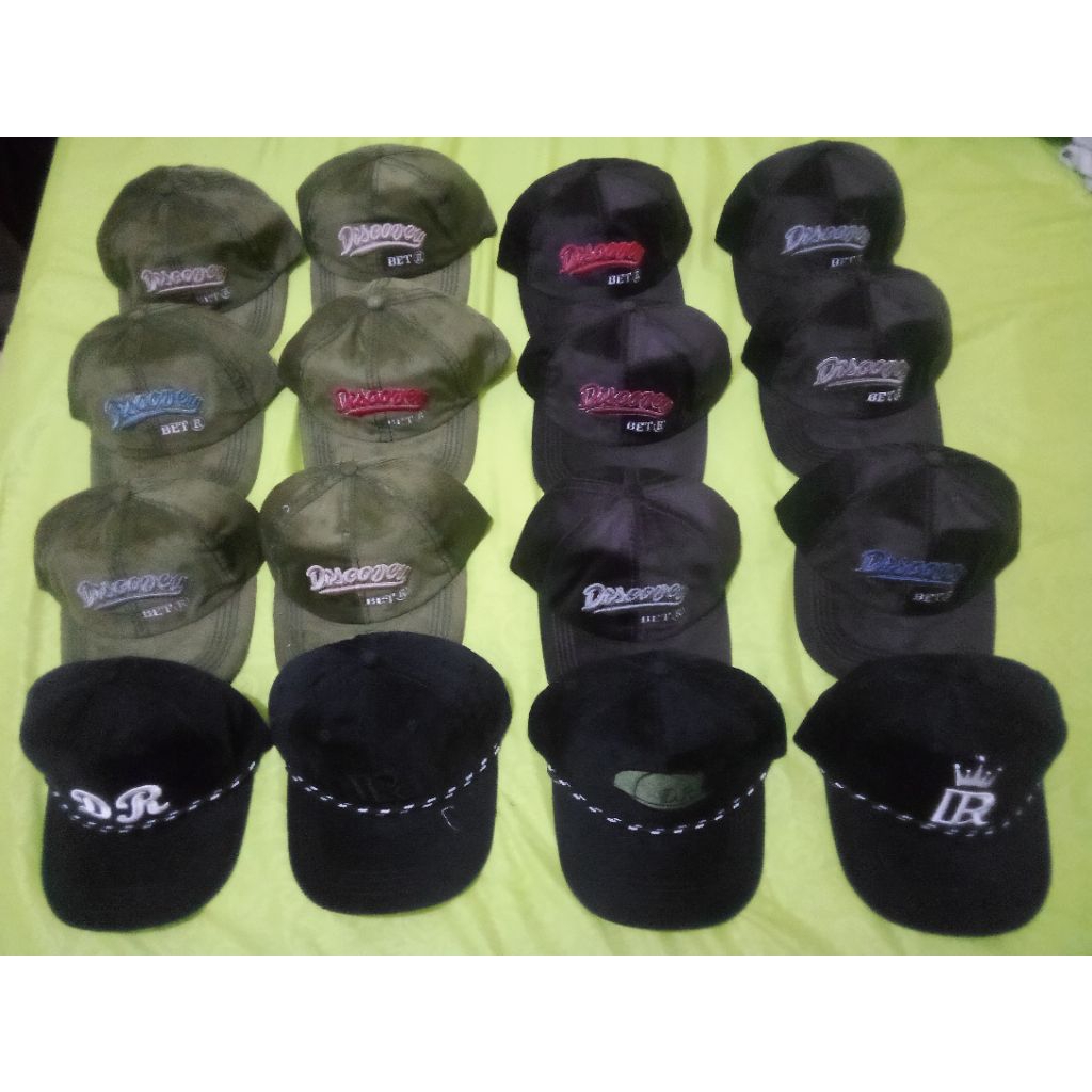 Obral Borongan Topi Bahan Corduroy Bordir 15 pcs Sisa Jualan