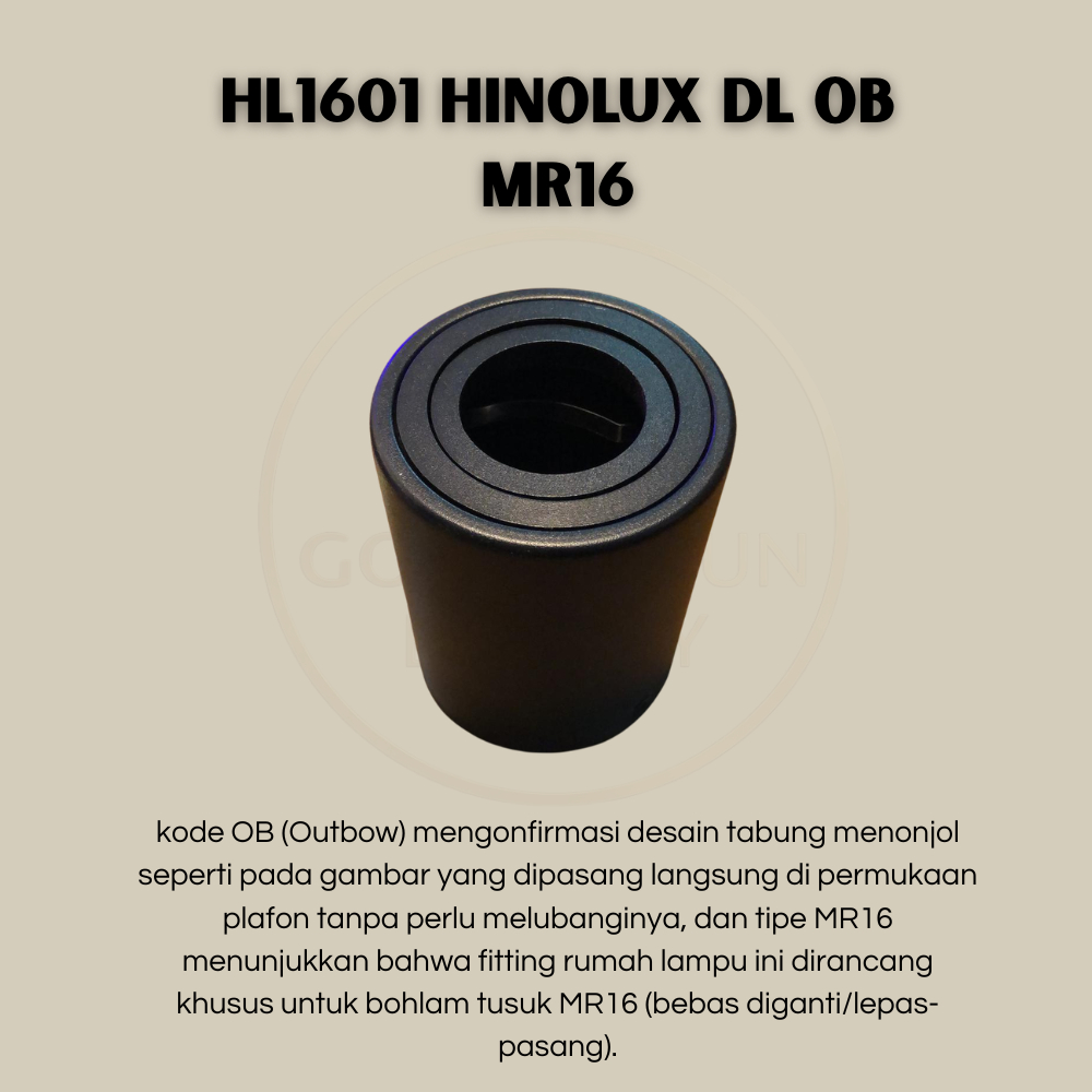 Downlight Outbow MR16 Adjustable / downlight OB tempel - Hitam, Kotak
