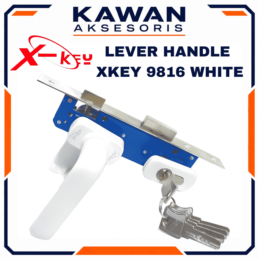 Lever Handle 9816 Putih X-key Pintu alumunium 9055