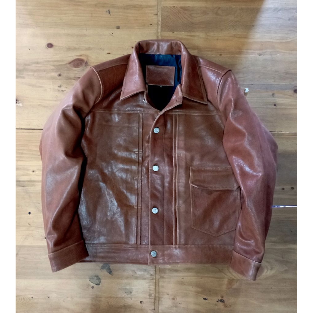 jaket kulit TRUCKER pria size M kulit sapi