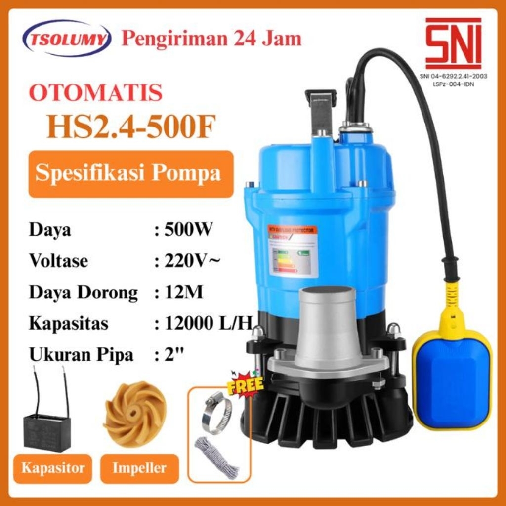 Tsolumy Pompa Celup Air Kotor HS.2.4.500 & HS.3.8.800 Pompa Vapor Blasting Pompa Banjir Pompa Limbah