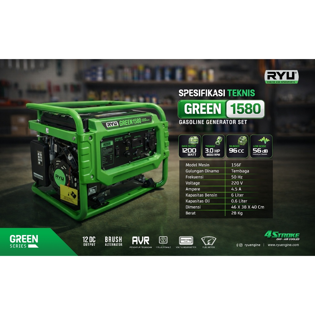 GENSET/GENERATOR SET GREEN1580 (1200 WATT) - RYU