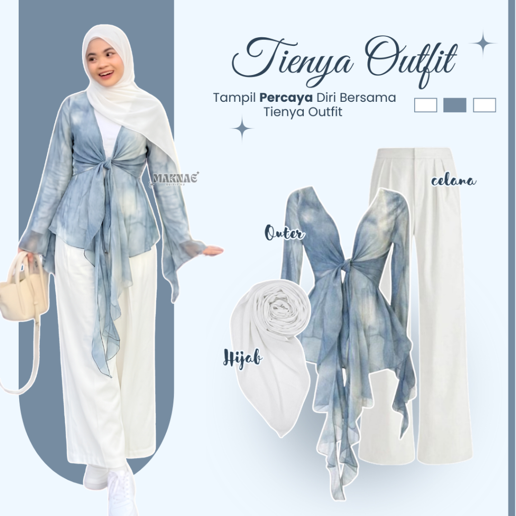 Outfit Pantai Wanita Hijab Kekinian ( Outer + Celana Kulot + Hijab Segi Empat ) Outfit Cewek 3in1 LQ