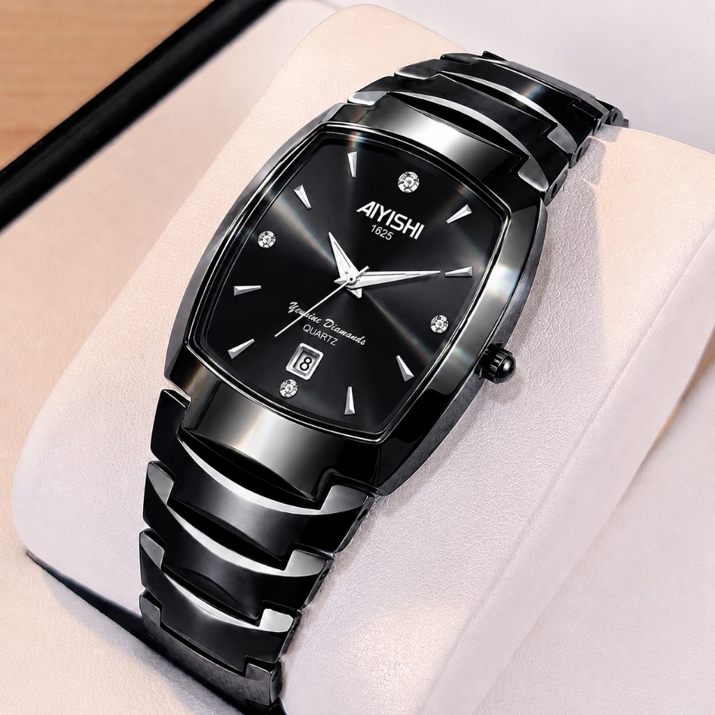 AIYISHI Jam Tangan Pria Cowok Original Anti Air Tahan Fashion Analog Baja tungsten Bisnis Terbaru Me